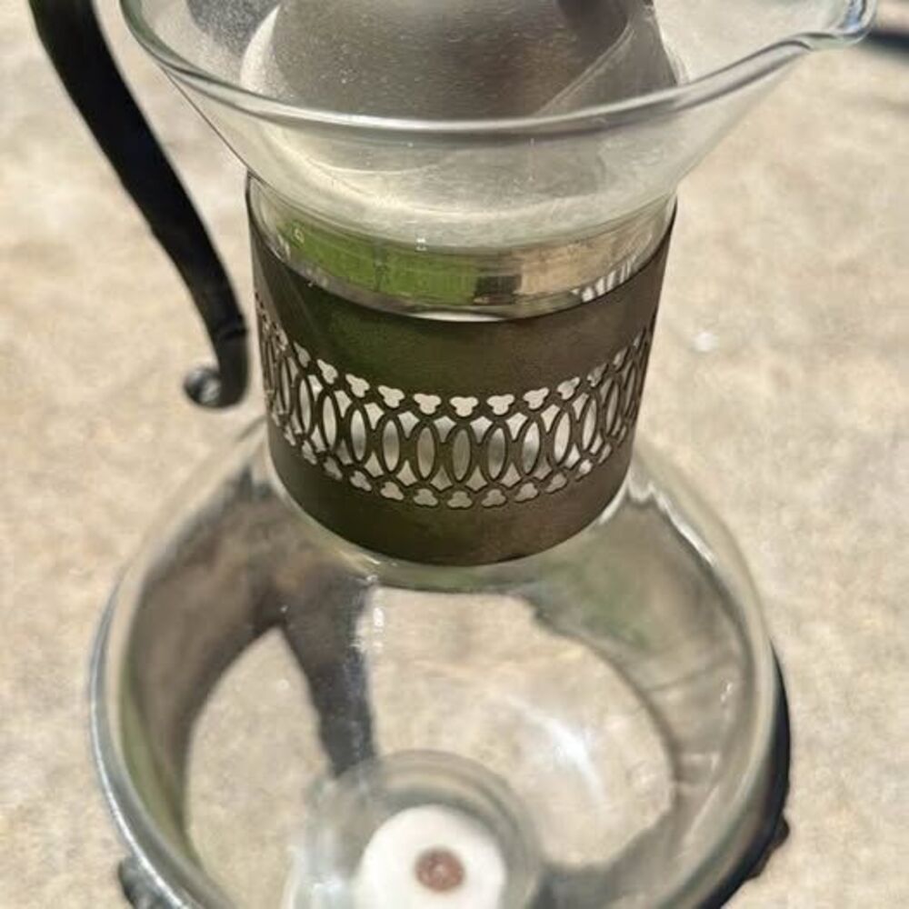 Vintage silver plated warming  coffee Carafe with glass insert￼